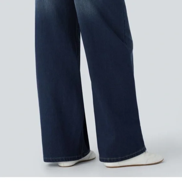 HALARA Asymetrical Low Rise Paint Blue Wide-Leg Women’s Jeans - Picture 3 of 7